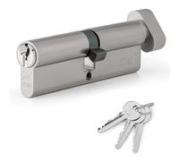 XFORT Chrome 50/40T Thumb Turn Euro Cylinder Lock (90mm), UPVC Door Lock, 6 Pin Cylinder Lock with Key and Thumbturn, PVC Door Lock, Euro Lock Cylinder, Barrel Lock for Front Door or Internal Door