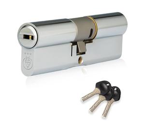 XFORT Colossus Polished Chrome 3 Star Kitemarked Euro Cylinder Lock 45EX/55 (100mm), British Standard TS007 Anti-Snap Barrel Lock, uPVC Door Lock.