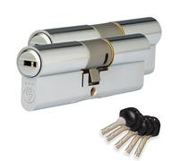 XFORT Colossus Polished Chrome 3 Star Kitemarked Keyed Alike Euro Cylinder Lock 50EX/50 (100mm), British Standard TS007 Anti-Snap Barrel Lock, Upvc Door Lock.