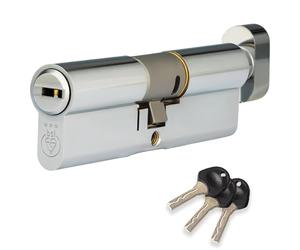 XFORT Colossus Polished Chrome 3 Star Kitemarked Thumb Turn Euro Cylinder Lock 50EX/50T (100mm), British Standard TS007 Anti-Snap Barrel Lock, Upvc Door Lock.