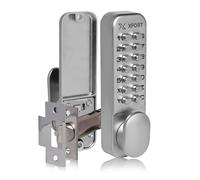 XFORT Digital Door Lock Satin Chrome, Keypad Combination Lock, Code Door Lock for Access Restriction, Combination Door Lock with Optional Hold Back Function.