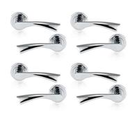Xfort Door Handle On Rose, Warped Lever Door Handles In Polished Chrome 4Pk