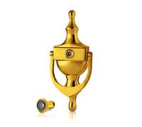 Xfort Door Knocker With Door Viewer Polished Gold, Victorian Style