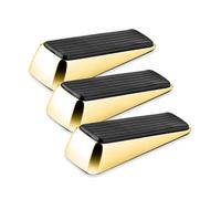 Xfort Door Wedge Polished Brass, Non Slip Door Jammer, 3 Pack