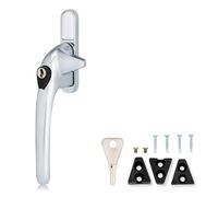 XFORT Locking Cockspur Window Handle Installation Kit in Polished Chrome, Left Hand UPVC Window Handle Replacement, Lockable Window Lever