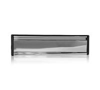 Xfort MailPlate 12" Letterplate Polished Chrome, Premium Draught Proof Postal Letterbox, Telescopic Sleeved Letter Box for Wooden, Composite and uPVC Midrail Doors with 40-80mm Door Thickness.