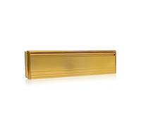 Xfort MailPlate Pro 12" Letterplate Satin Brass, Premium Draught Proof Postal Letterbox, Telescopic Sleeved Letter Box For Wooden, Composite And uPVC Midrail Doors With 40-80mm Door Thickness.