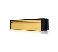 Xfort MailPlate Slimline 12" Letterplate Polished Brass, Premium Draught Proof Postal Letterbox, Telescopic Sleeved Letter Box For Wooden, Composite And uPVC Midrail Doors With 40-80mm Door Thickness