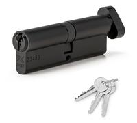 XFORT Matt Black 50/40T Thumb Turn Euro Cylinder Lock (90mm), UPVC Door Lock, 6 Pin Cylinder Lock with Key and Thumbturn, PVC Door Lock, Euro Lock Cylinder, Barrel Lock for Front Door or Internal Door