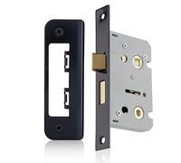 XFORT Matt Black 65mm Mortice Bathroom Lock for Internal Wooden Doors, Security Lock for Bathroom and Toilet Doors.