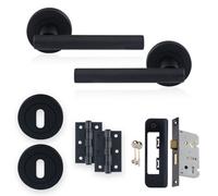 Xfort Matt Black Liberty Lever On Rose Lock Pack, Complete Lock Set