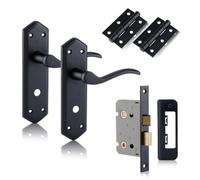 Xfort Matt Black London Suite Bathroom Pack, Bathroom Handles & Lock & Hinges.