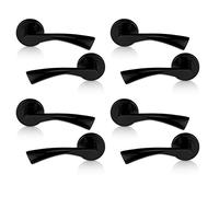 XFORT Matt Black Warped Lever On Rose Door Handles, Twisted Lever Latch Rose Door Handle, Ideal for Internal Wooden Doors for Home and Office (2 Pairs)