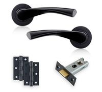 Xfort Matt Black Warped Lever On Rose Latch Pack, Complete Latch Set