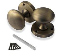 XFORT Mortice Door Knobs in Matt Antique Brass | Mushroom Style Internal Door Knobs for Wooden Doors | Round Victorian Doorknobs