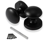 XFORT Mortice Door Knobs in Matt Black | Mushroom Style Internal Door Knobs for Wooden Doors | Round Victorian Doorknobs