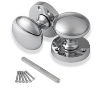 XFORT Mortice Door Knobs in Polished Chrome | Mushroom Style Internal Door Knobs for Wooden Doors | Round Victorian Doorknobs
