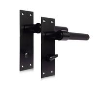 Xfort Onyx Collection, Slimline Backplate Bathroom Knurled Door Handles, Matt Black
