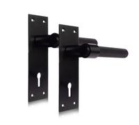 Xfort Onyx Collection, Slimline Backplate Lock Knurled Door Handles, Matt Black