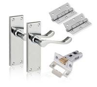 Xfort Polished Chrome 6" Victorian Scroll Lever Latch Door Pack, Complete Set.