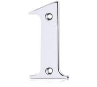 XFORT Polished Chrome Front Door Number 1, House Number Suitable for All Door Types including Wooden, uPVC, and Composite.