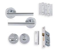 Xfort Polished Chrome Liberty Lever On Rose Bathroom Pack, Complete Bathroom Set