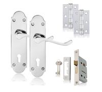 Xfort Polished Chrome Richmond Lever Lock Pack, Door Lock Handle Complete Set.