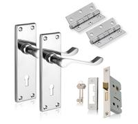 Xfort Polished Chrome Victorian Lever Lock Pack, 6" Door Handle Complete Set.