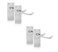 Xfort Polished Chrome Victorian Scroll Lever Latch Door Handles, 2 Pairs