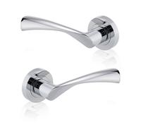 XFORT Polished Chrome Warped Lever On Rose Door Ha