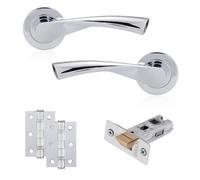 Xfort Polished Chrome Warped Lever On Rose Latch Pack, Complete Latch Set
