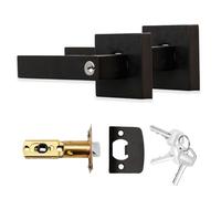 XFORT Quad Entrance Knob Set Matt Black, Door Knob with Lock for Internal Wooden Doors, Complete Set with Tubular Latch and 3 Keys