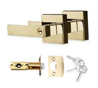 Xfort Quad Entrance Knob Set Polished Brass For Internal Doors