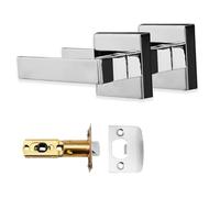 XFORT Quad Passage Knob Set Polished Chrome, Door Knob for Internal Wooden Doors, Complete Set with Tubular Latch