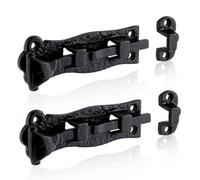 Xfort Smithy's Black Antique Straight Bolts, Traditional Cast Iron Slide Bolt