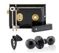 Xfort Smithy's Range Ball Shaped Rim Knob Set Black Antique, Complete With A Rim Lock