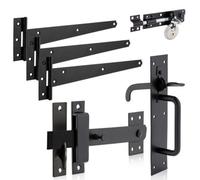 Xfort Suffolk Gate Latch Pack Black Complete With T Hinges, Brenton Bolt And Discus Padlock