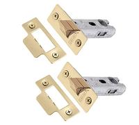 XFORT Tubular Latch, Polished Brass, Tubular Door Latch for Internal Wooden Doors, (2 Pack, 75mm)