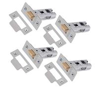 XFORT Tubular Latch, Satin Chrome, Tubular Door Latch for Internal Wooden Doors, (4 Pack, 65mm)
