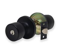 Xfort Tulip Entrance Knob Set Matt Black, Door Knob With Lock