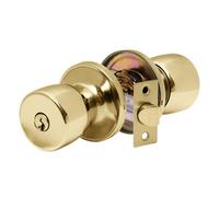 Xfort Tulip Entrance Knob Set Polished Brass, Door Knob With Lock