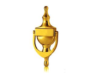 XFORT Victorian Door Knocker Polished Brass, Traditional Urn Door Knocker for Front Door, Elegant Front Door Furniture with a Classic Period Design