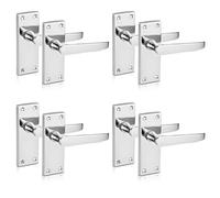 XFORT Victorian Flat Lever Latch Door Handles, Polished Chrome, 4 Pairs