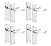 Xfort Victorian Lever Latch Scroll Long Backplate 6" Door Handles 4 Pair