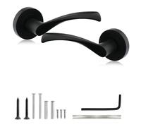XFORT Warped Lever on Rose Door Handles Matt Black, Internal Door Handles for Wooden Doors, Modern Interior Door Handle Set (1 Pair)