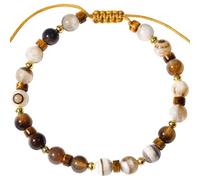 Xfoxstal 6mm Sardonyx Tiger's Eye Beaded Bracelets for Women and Men Wealth Protection Energy Spiritual Small Flat Round Stones Bracelets Jewelry Unisex