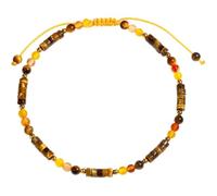 Xfoxstal Boho Tiger's Eye/Agate Anklet Spiritual Small Flat Round Beads Ankle Bracelets for Women Energy Crystals and Stones Beach Foot Jewelry