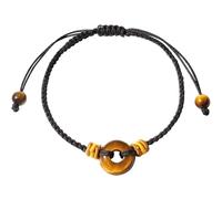 Xfoxstal Handmade Braided Rope String Friendship Bracelets Spiritual Wealth Crystals Circle Donut Bracelets for Women and Men Good Luck Jewelry, M, Stone, tiger eye