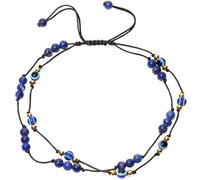 Xfoxstal Layered Reiki Lapis Lazuli Beaded Ankle Bracelets for Women Good Luck Evil Eye Anklet Protection Beach Handmade Gemstones Friendship Jewelry