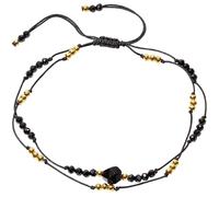 Xfoxstal Layered Spiritual Black Spinel/Obsidian Beaded Anklet Protection Faceted Beads Ankle Bracelets for Women Balance Handmade Boho Surfer Foot Jewelry